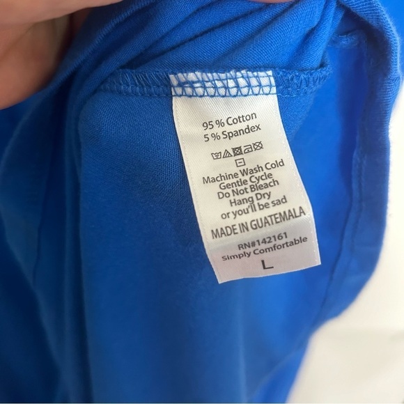 New LulaRoe Women's L Solid Blue Pink Trim Scoop Stretchy Ana Maxi Long Dress - Picture 6 of 6